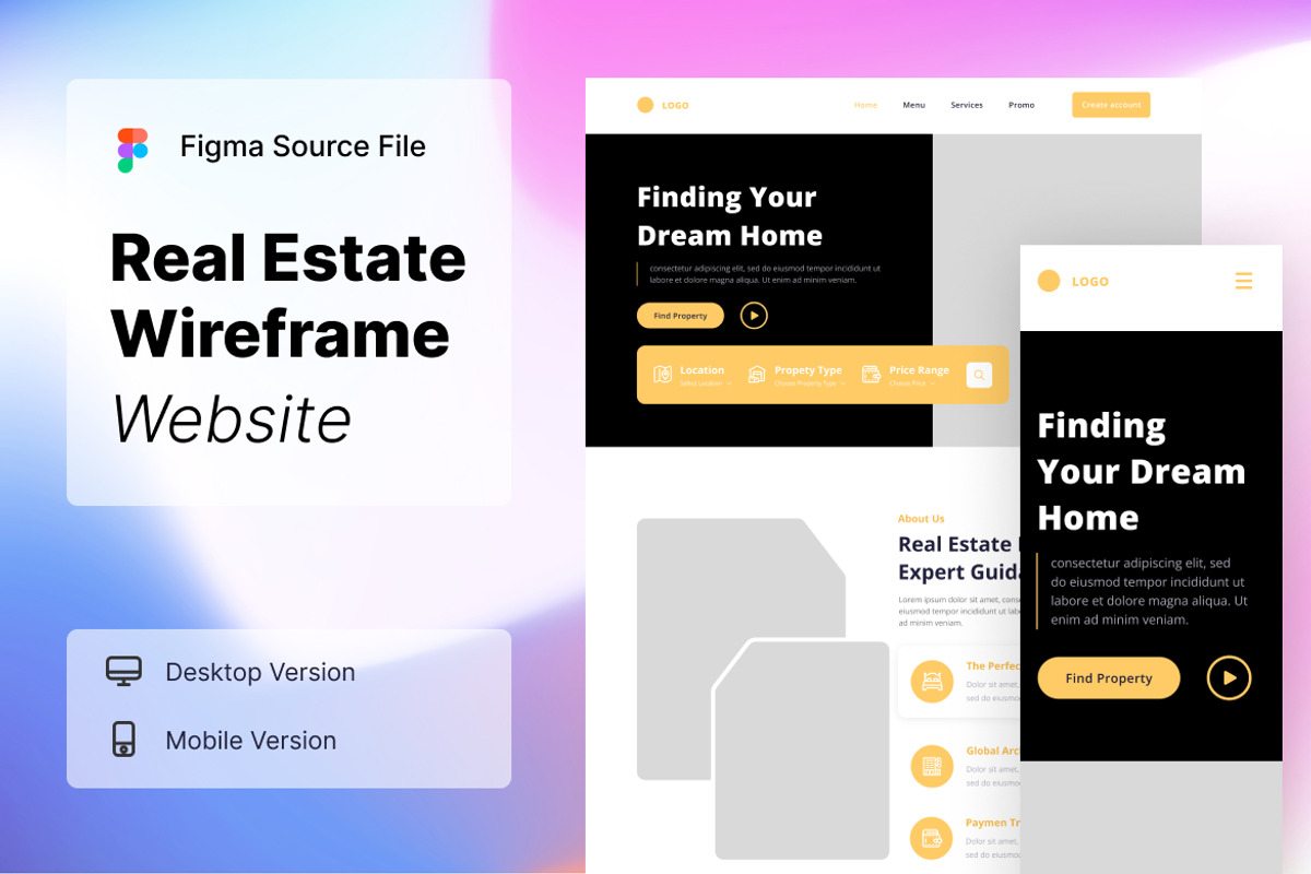 Real Estate Wireframe Website 02, a Wireframe Template by INSPR STD (Photo 1 of 4)