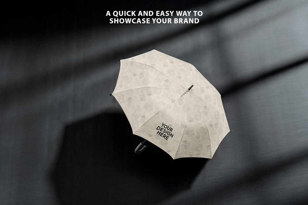 Umbrella Mockup on Dark Surface PSD, an Advertising Mockup by Bruno's Shop (Photo 2 of 4)