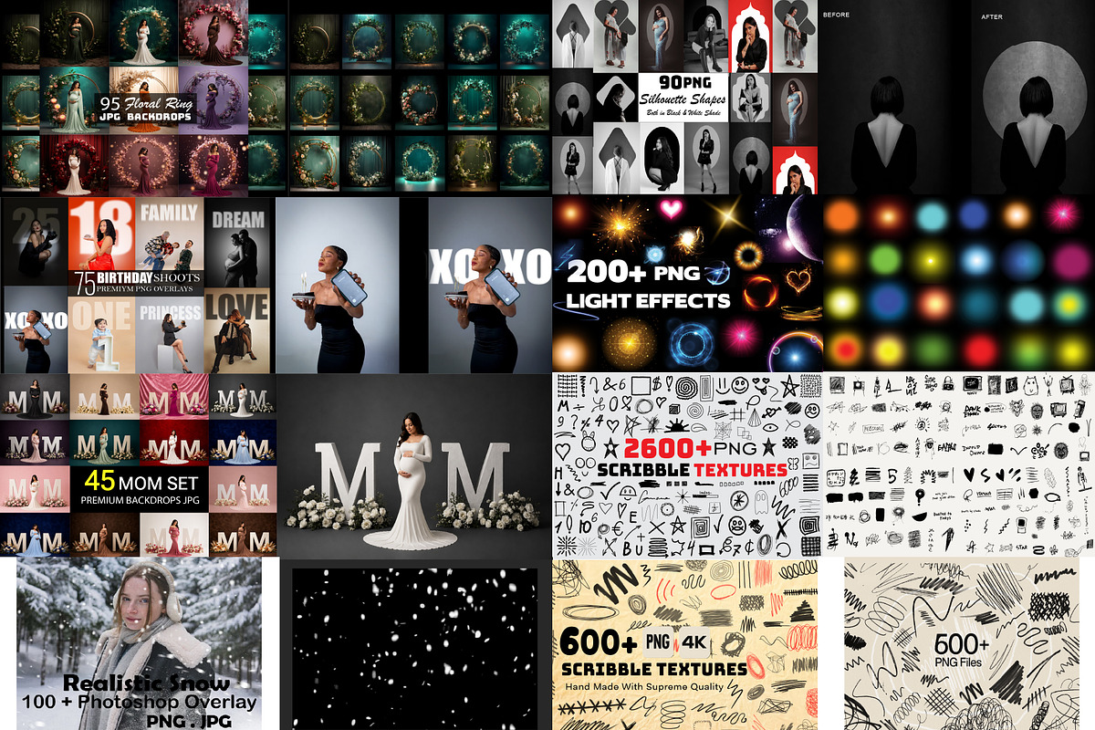 Mega Overlays Bundle, PNG/JPG bundle, a Texture Graphic by Chipshpow Graphics (Photo 8 of 8)