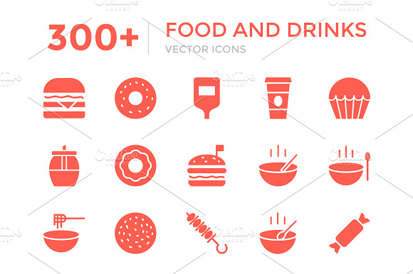 300 Food And Drinks Vector Icons