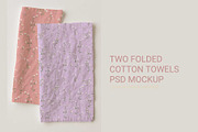 Two folded cotton towel napkins psd, a Household Mockup by jenartstudio (Thumbnail 1 of 3)