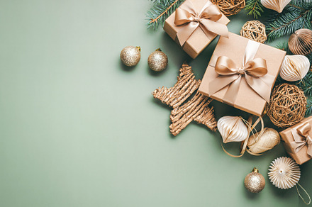 Banner with Christmas gift boxes