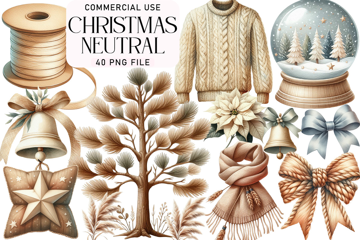 Neutral Christmas Clipart, an Illustration by Daily.Designs (Photo 1 of 5)