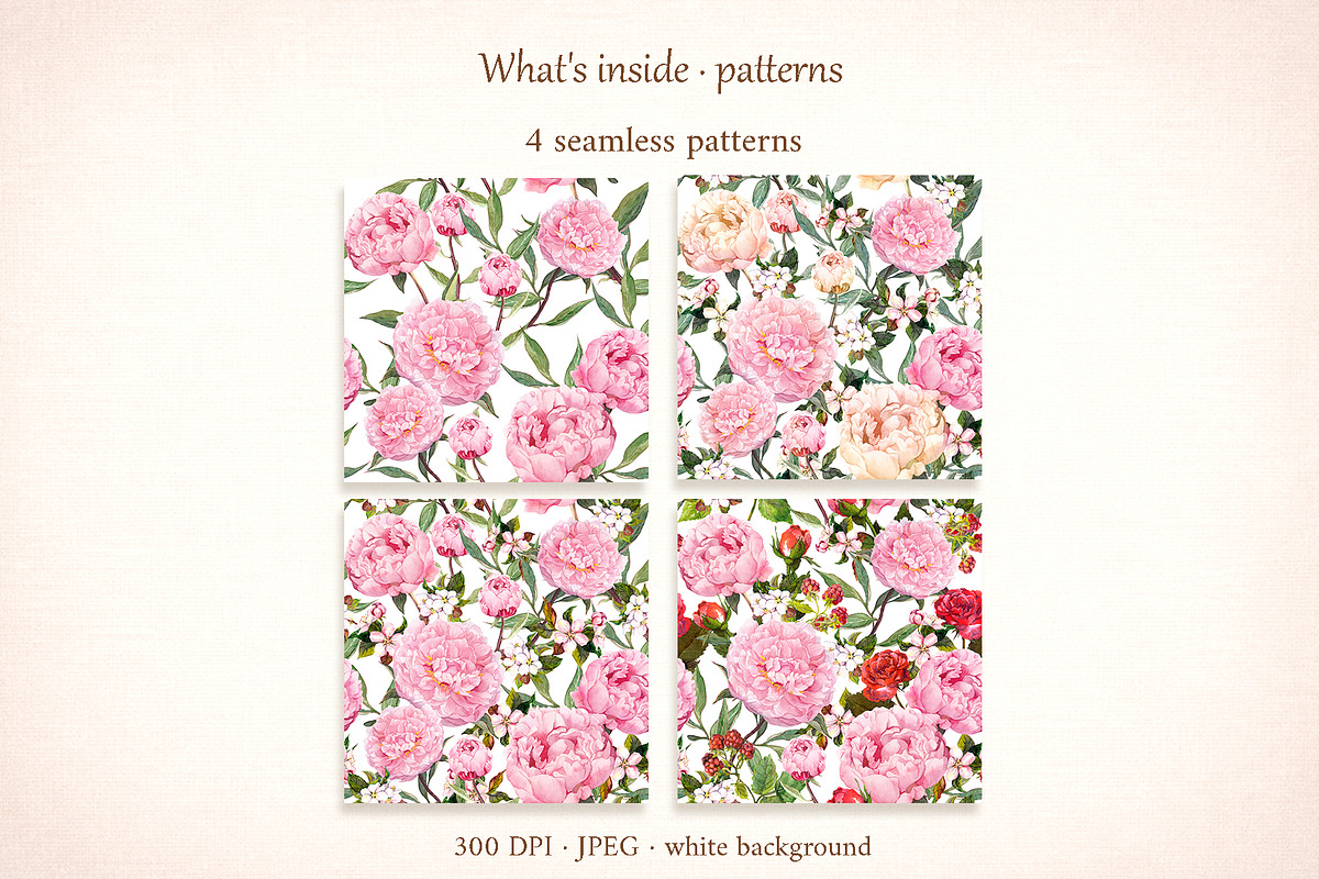 Blush Garden Peony Watercolor Set, a Seasonal Illustration by Where summer is (Photo 8 of 12)