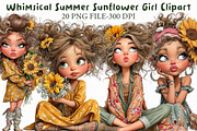Whimsical Summer Sunflower Girl Clip, an Illustration by Libby Wishes (Thumbnail 1 of 6)
