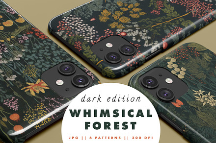 Dark Whimsical Forest Set, a Pattern Graphic by Ninterints