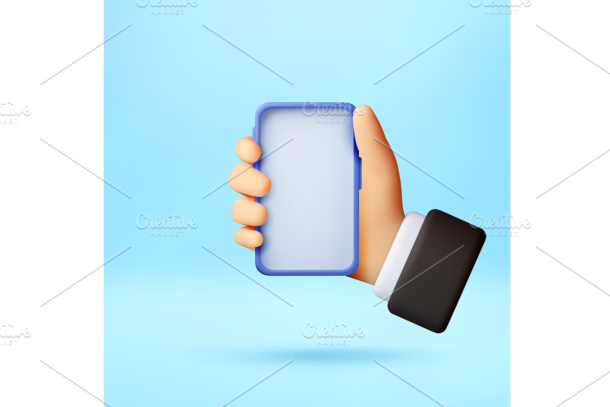 3D Hand holding smartphone with, a Technology Illustration by Abscent