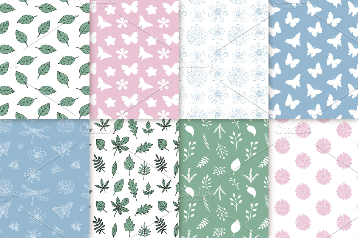 Nature seamless patterns set, a Pattern Graphic by Swetsol (Photo 2 of 4)