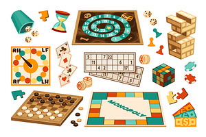 board games set. jenga, puzzle, an Object Illustration by Multigon