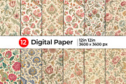 Antique Floral Damask Patterns, a Pattern Graphic by Artonix (Thumbnail 1 of 5)