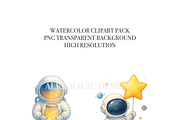 Astronaut Clipart Set, a Decorative Illustration by Pati Charm Studio (Thumbnail 4 of 8)