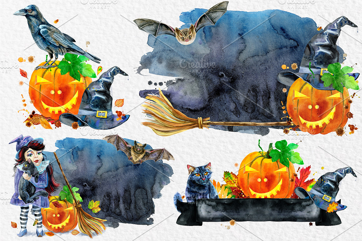 Orange and black Halloween, an Animal Illustration by Watercolor fantasy (Photo 6 of 9)