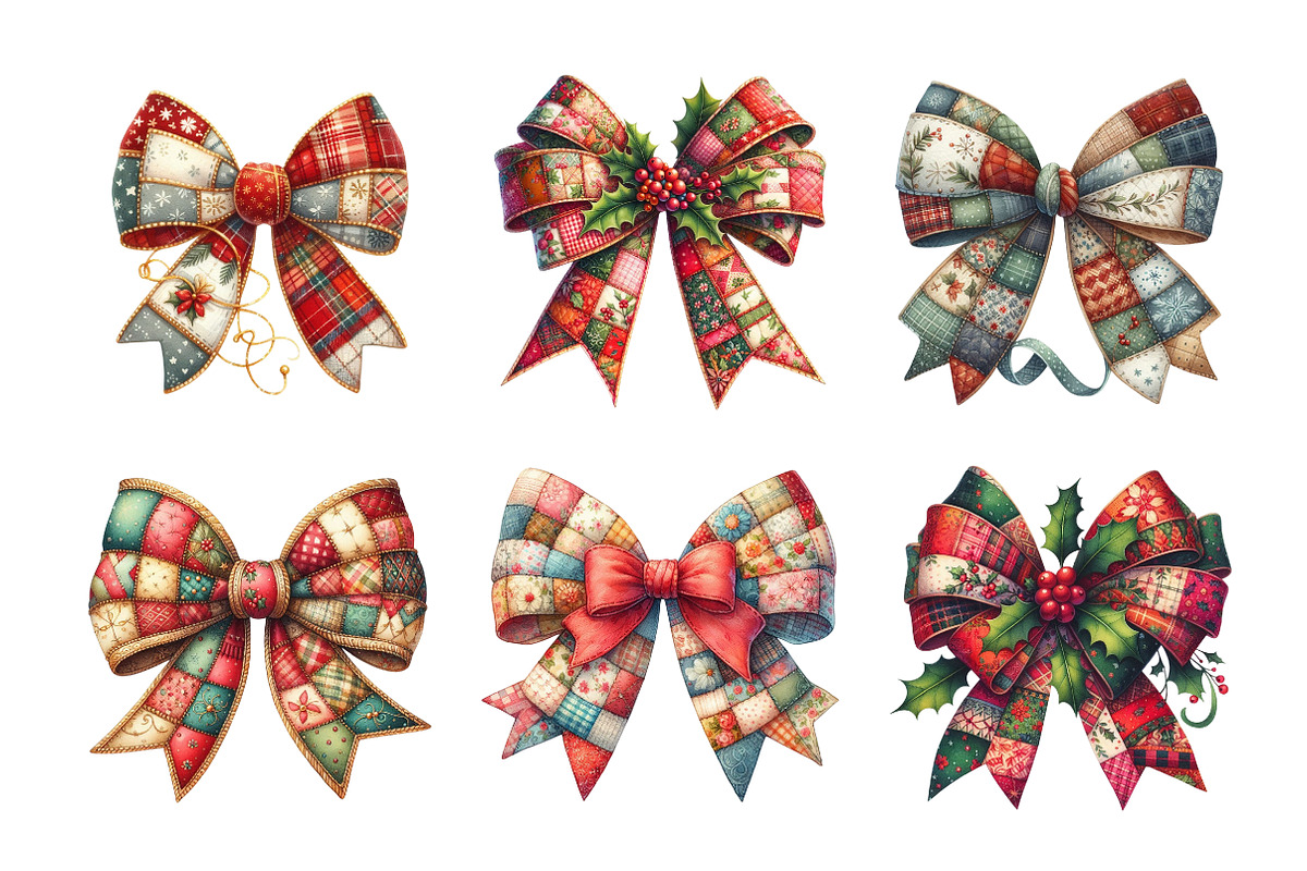 Christmas Patchwork Bow, an Illustration by Design Market (Photo 3 of 5)