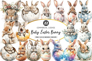Baby Easter Bunny Clipart PNG, an Illustration by SinaCreation