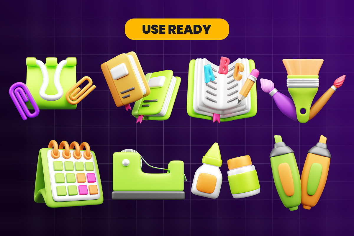 Back to School Icon Pack, an Object 3D Model by Ui Stock (Photo 3 of 6)