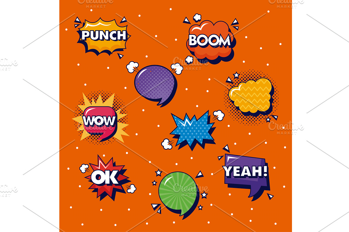 nine pop art expressions, an Object Illustration by studiogstock