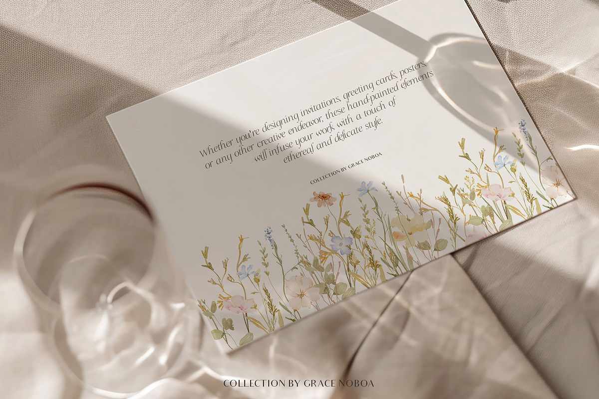 Watercolor dreamy Wildflowers Set, a Decorative Illustration by Grace Noboa Illustrations (Photo 5 of 15)