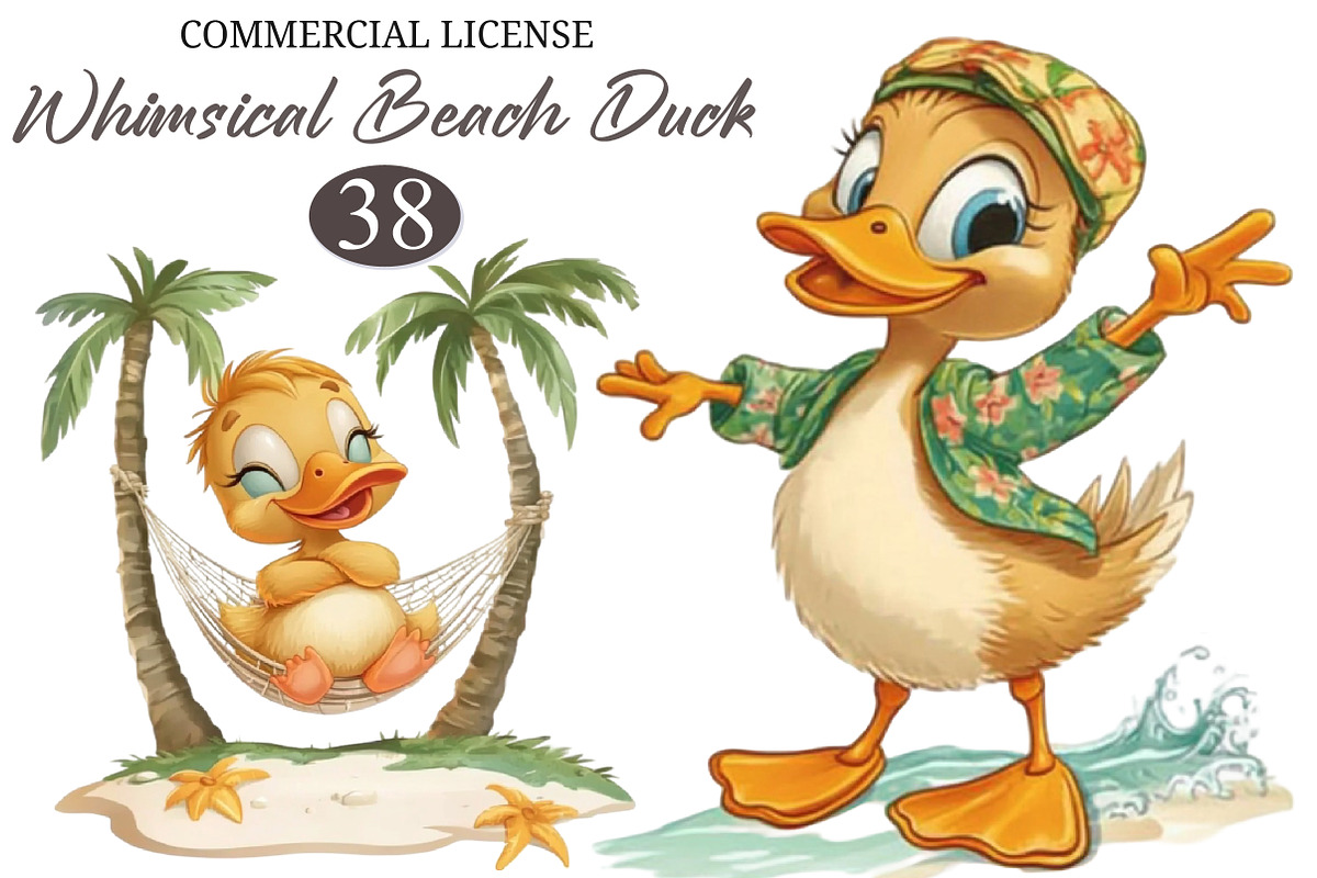 Whimsical Beach Duck Watercolor Clip, an Illustration by designcity5 (Photo 1 of 5)