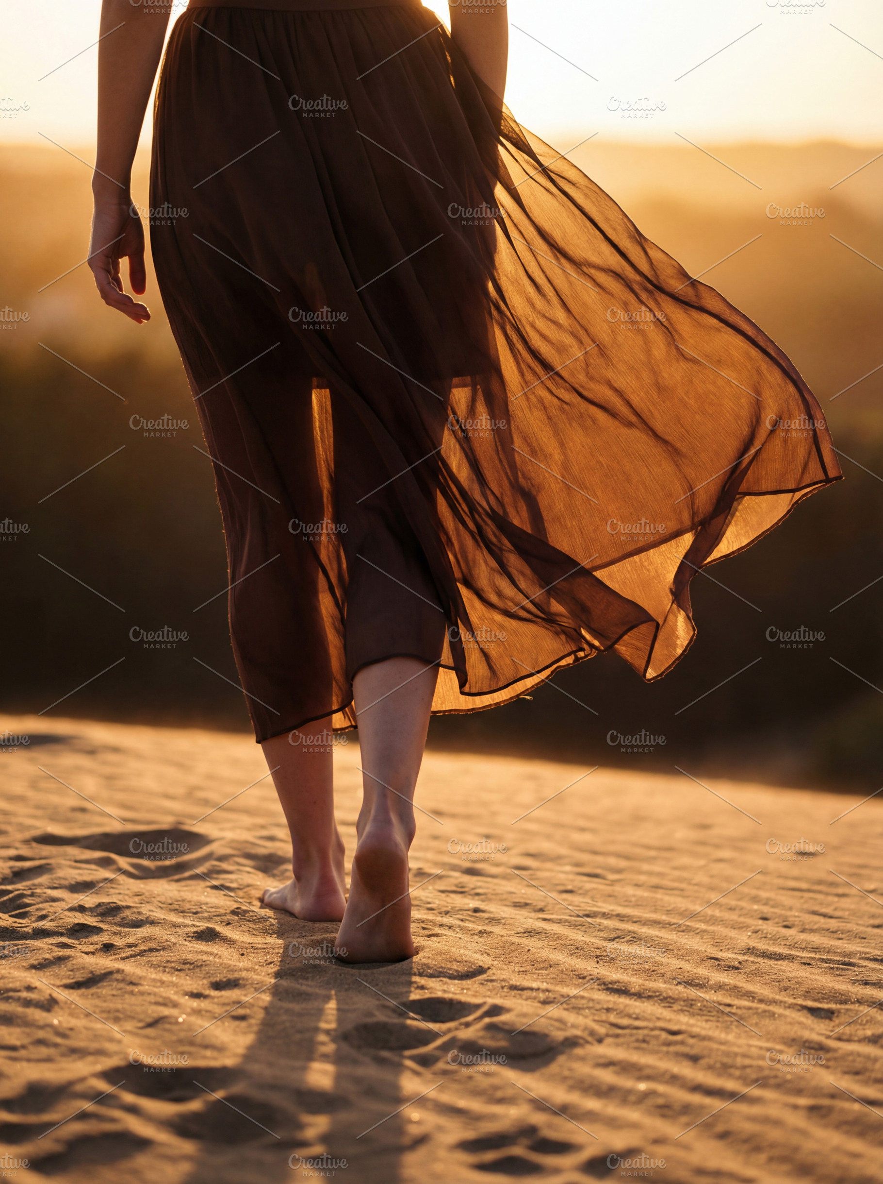 Woman in Flowing Skirt Walking, a Person Photo by Virgo Studio