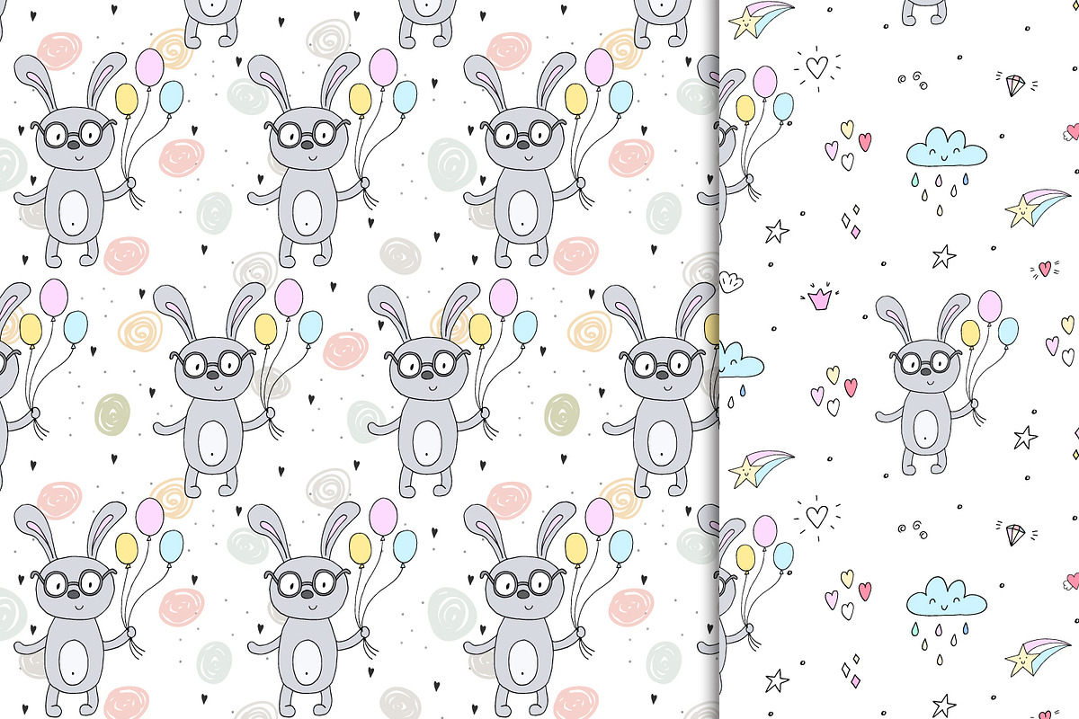 Cute rabbits patterns colection!, a Pattern Graphic by Irene_Boiko_ART (Photo 5 of 21)
