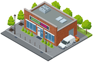 Isometric Grocery Store with