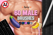 Procreate Male Mature Pose brushes, a Brush Add-On by Revabrush (Thumbnail 1 of 6)