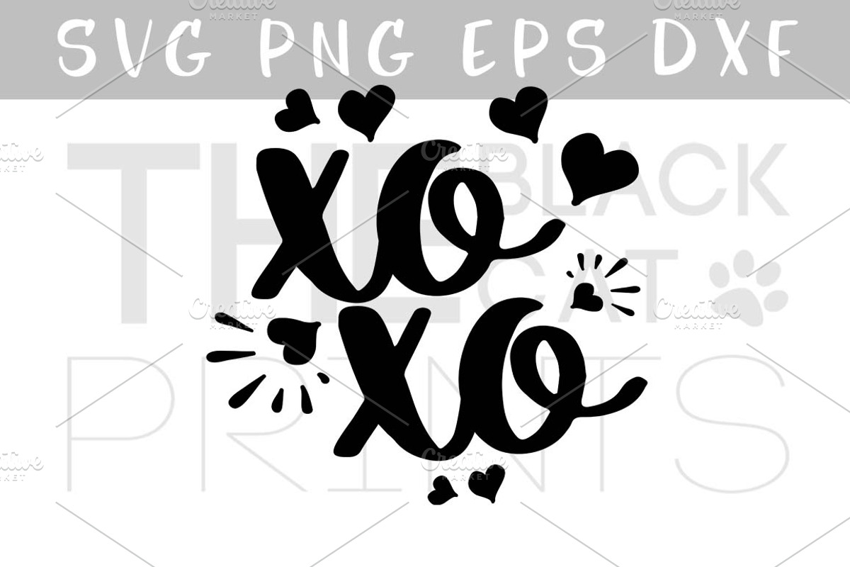 XOXO Hugs and kisses SVG PNG EPS DXF, an Illustration by TheBlackCatPrints