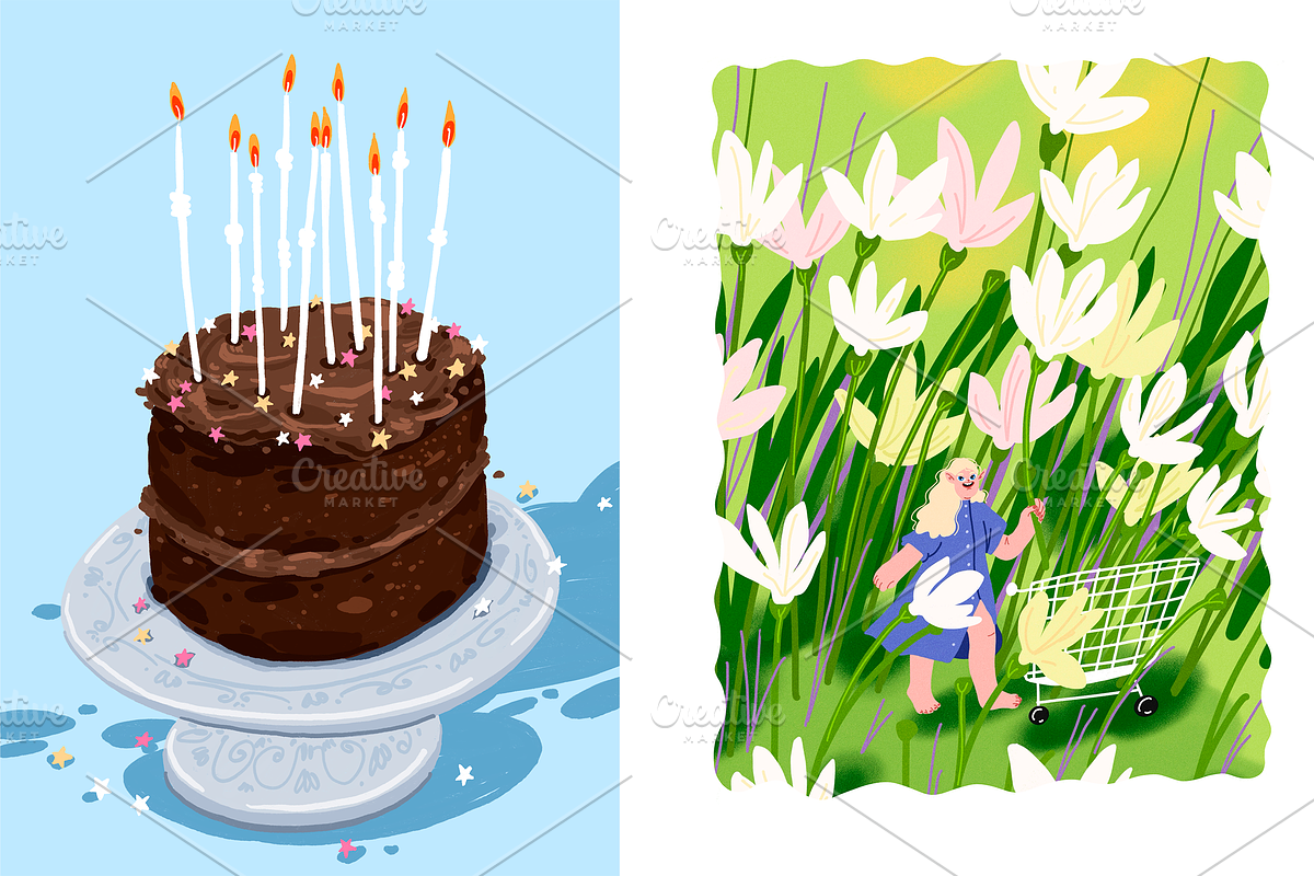Aesthetic Birthday Cards ENG/GER, a Decorative Illustration by Schumacher Shop (Photo 7 of 18)