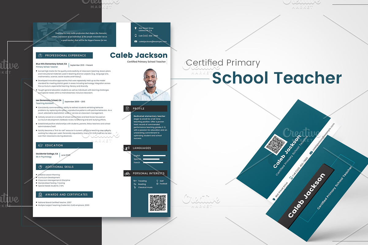 Printable Resume: School Teacher, a Resume Template by MotoCMS (Photo 3 of 3)