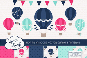 Navy & Hot Pink Hot Air Balloons