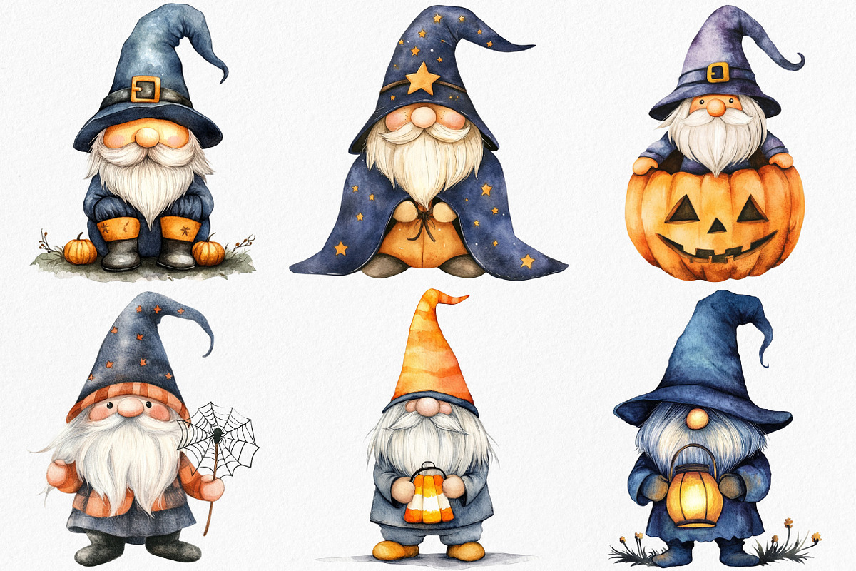 Watercolor Kawaii Halloween Gnome, an Illustration by Canvas Craft (Photo 2 of 7)