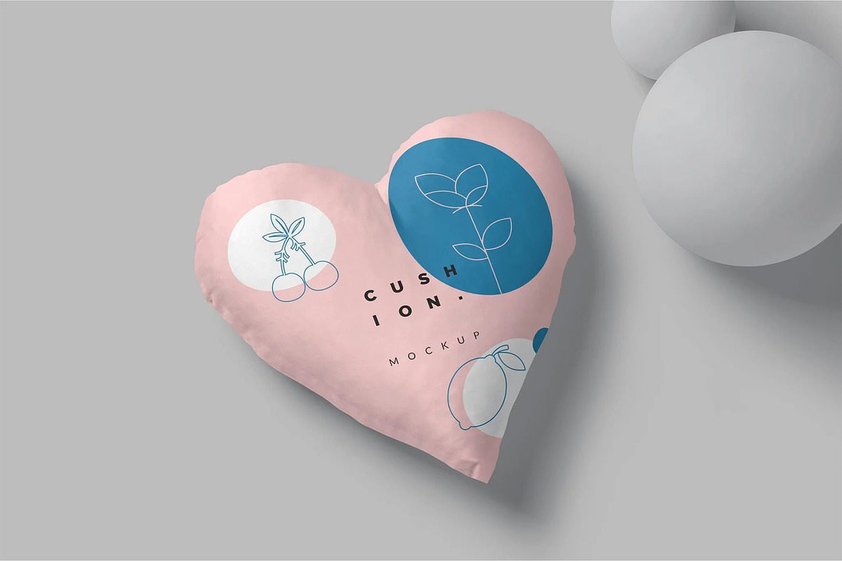 Heart Shape Cushion Mockups, a Household Mockup by megostudi0 (Photo 2 of 6)