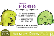 VECTOR - FRIENDLY DINOS - Clipart, an Animal Illustration by Purple Frog (Thumbnail 5 of 5)
