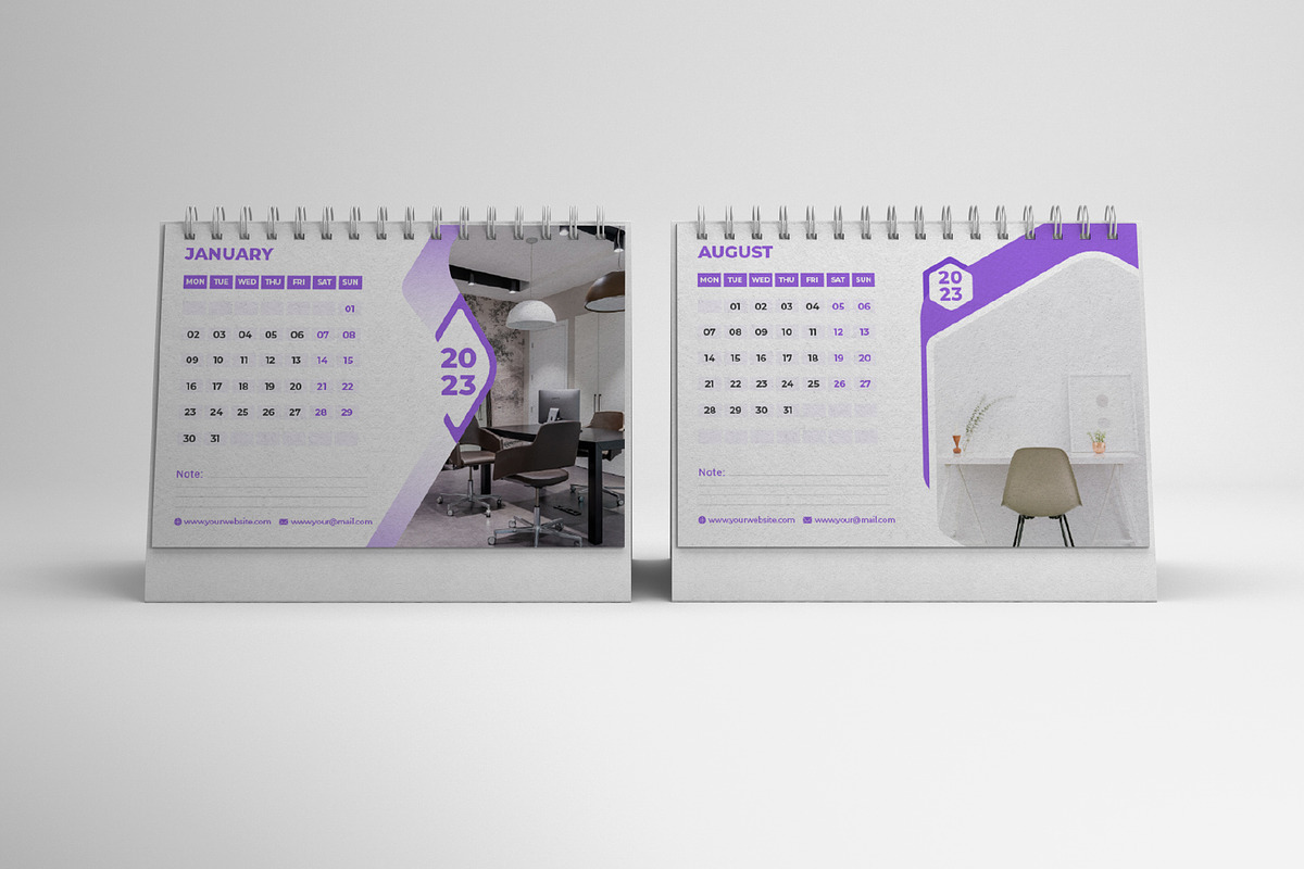 2 Desk Calendar 2023 Template Design, a Templates & Theme by Mk_Studio (Photo 1 of 3)