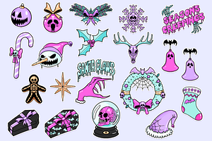 Spooky Christmas Pastel Goth Clipart