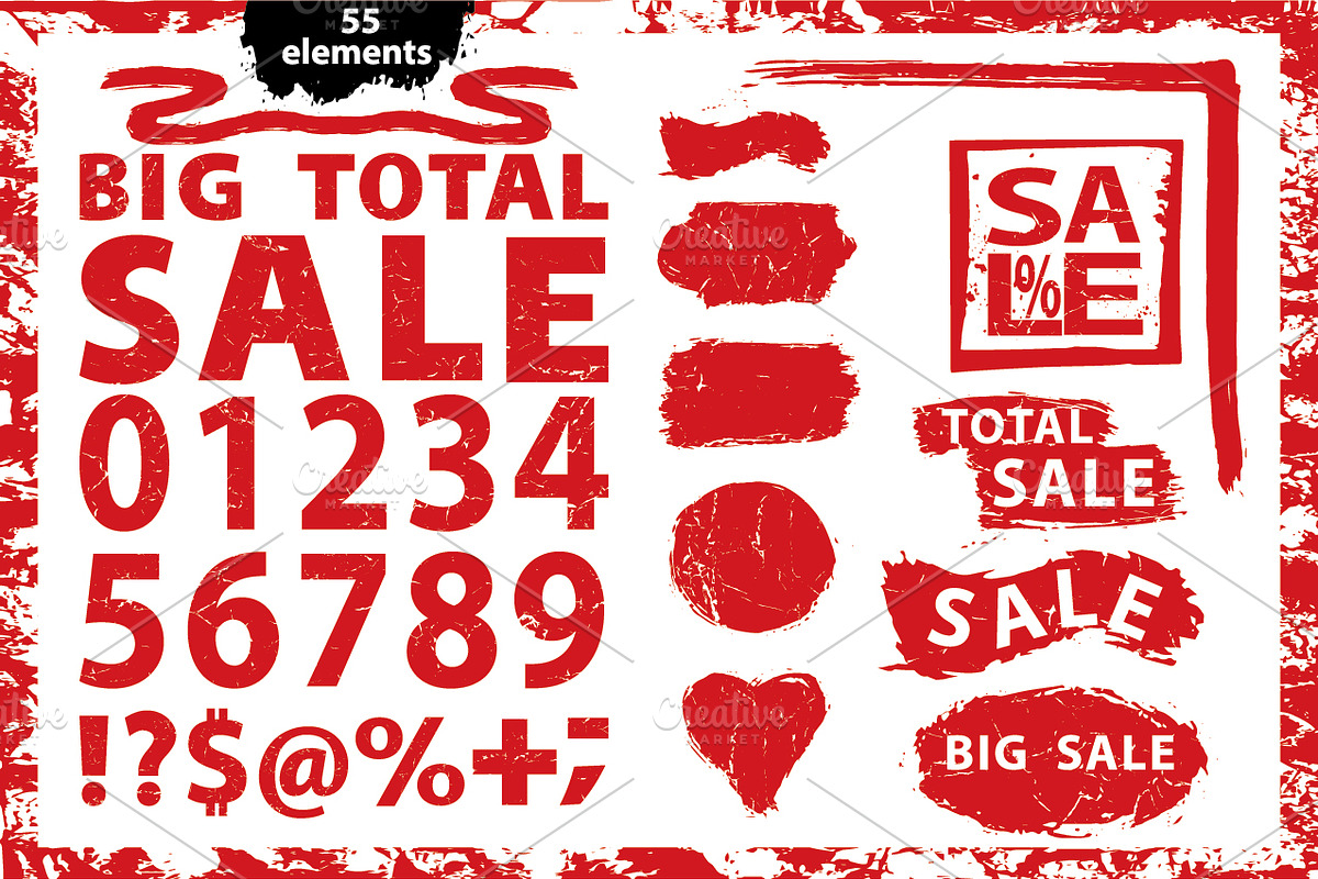 Sale.Grunge Stamps. numbers,marks