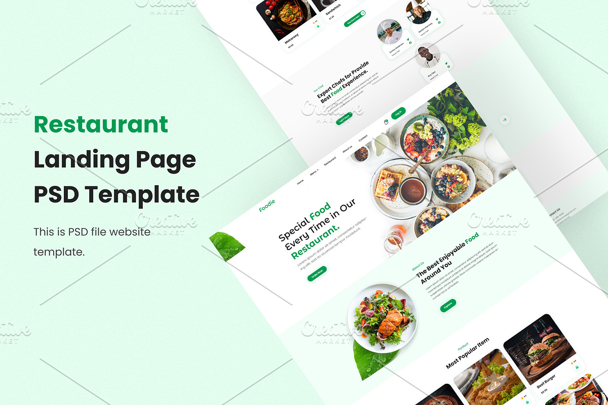 Restaurant Landing Page Template, a Landing Page Template by Tanvir Ahammed Tamim (Photo 1 of 3)