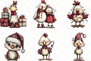 Christmas Chicken Clipart, an Illustration by Black Bird Studio (Thumbnail 2 of 6)
