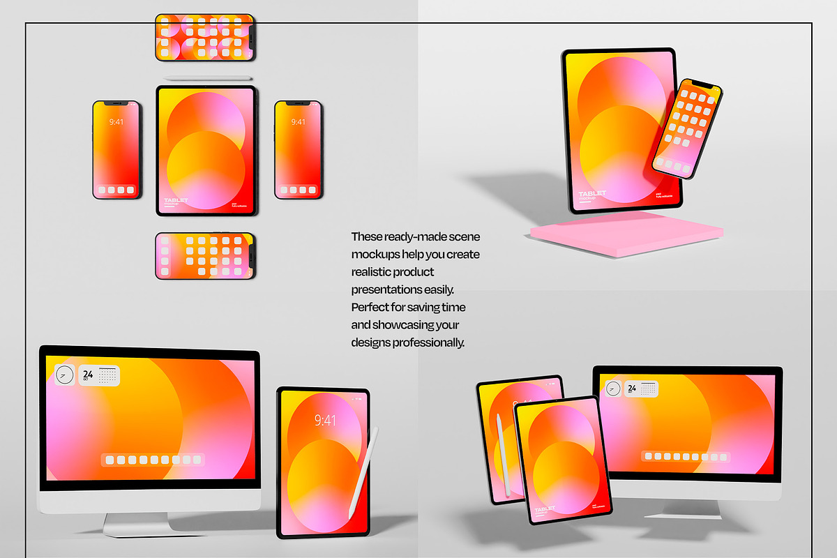 Tablet & Phone Screen Mockup Set, an iPad Mockup by Mego-studio (Photo 5 of 7)