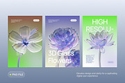 3D Glass Flowers, an Object Graphic by Illustrava (Thumbnail 4 of 7)