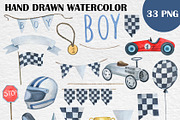 Watercolor Race Car Clipart PNG Blue, a Sport Illustration by PatternPalette (Thumbnail 2 of 2)