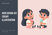 Kids Eating Ice Cream Illustration, a Food Illustration by Partikusi Design (Thumbnail 1 of 3)