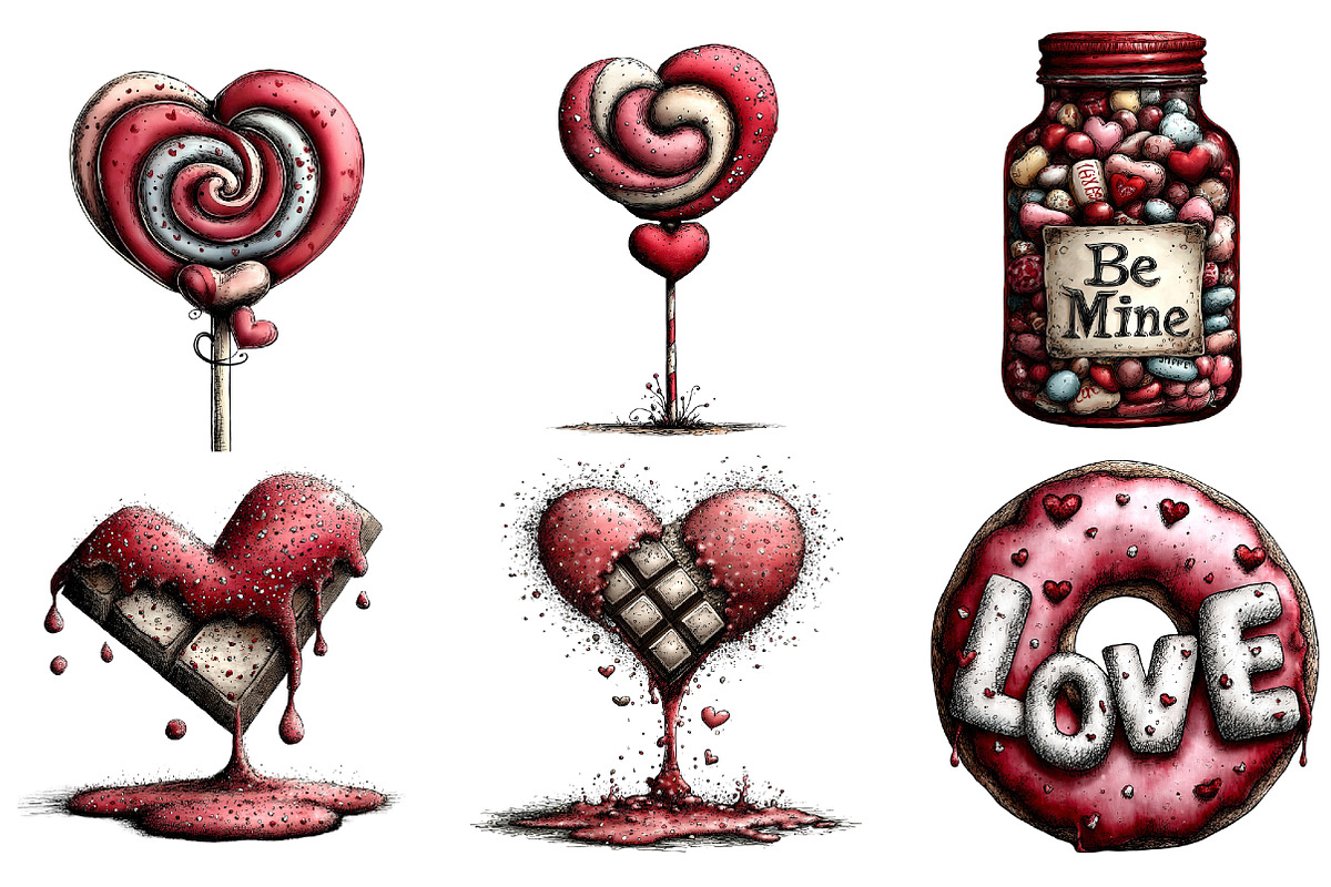 Quirky Valentines Sweets Clipart, an Illustration by DreamArtGraphic (Photo 4 of 4)
