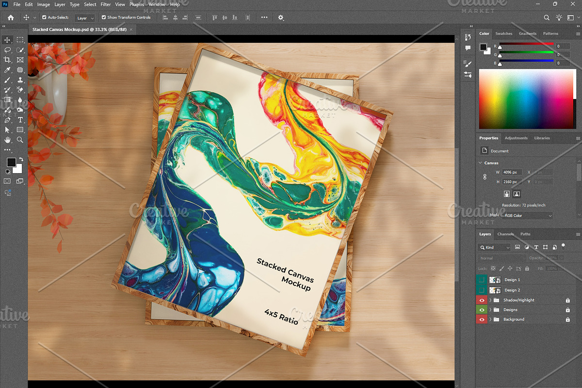 Stacked Canvas Mockup, a Household Mockup by Mehedi Hasan (Photo 2 of 4)