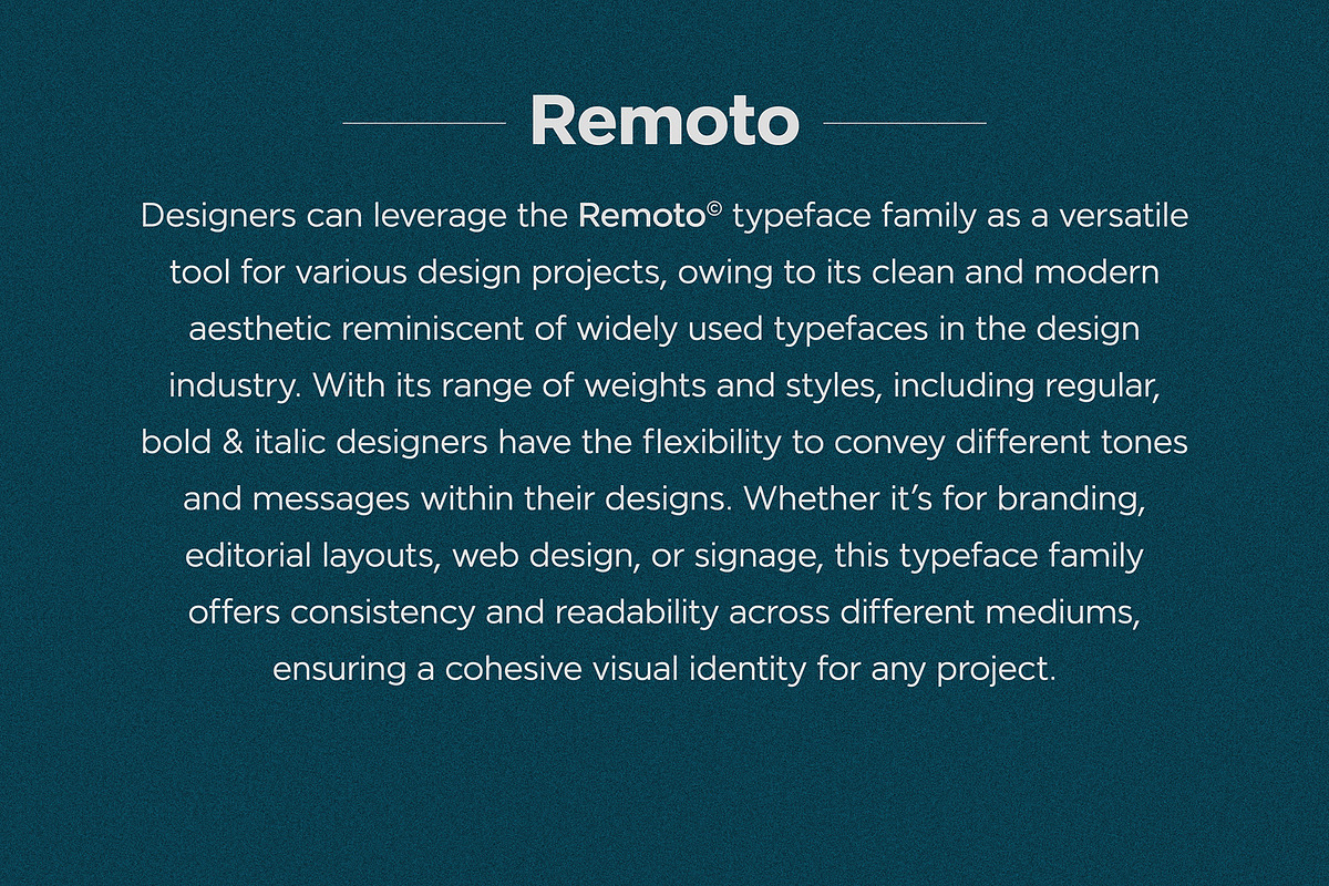 Remoto Typeface, a Sans Serif Font by JAM Type (Photo 5 of 35)