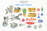 Watercolor Cats ClipArt, an Animal Illustration by OllyKo Art (Thumbnail 3 of 6)