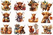 Watercolor Autumn Highland Cow, an Illustration by OK Design (Thumbnail 5 of 5)