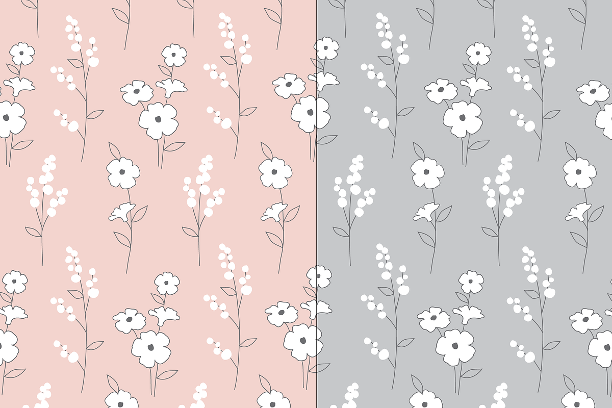 Seamless Pink & Grey Patterns preview 3