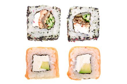 sushi roll isolated on white, a Food & Drink Photo by NataPhoto