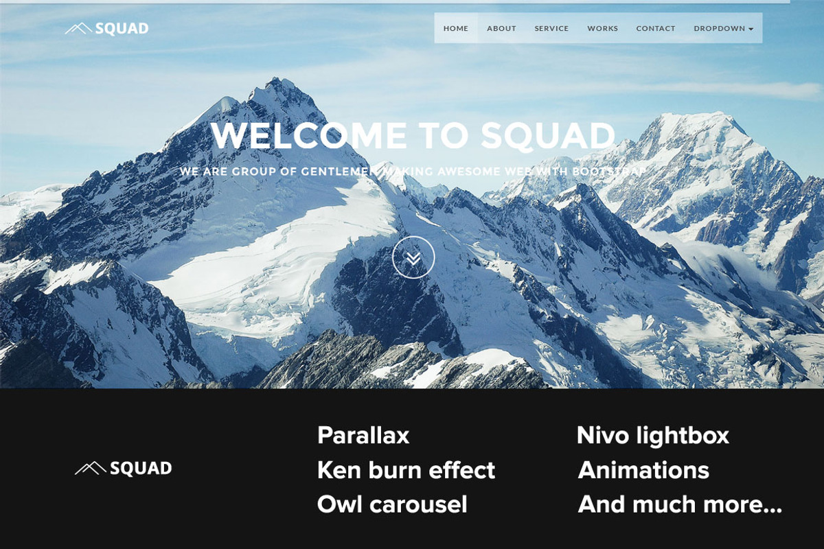 Squad one page Bootstrap template, a Bootstrap Template by azkreatif